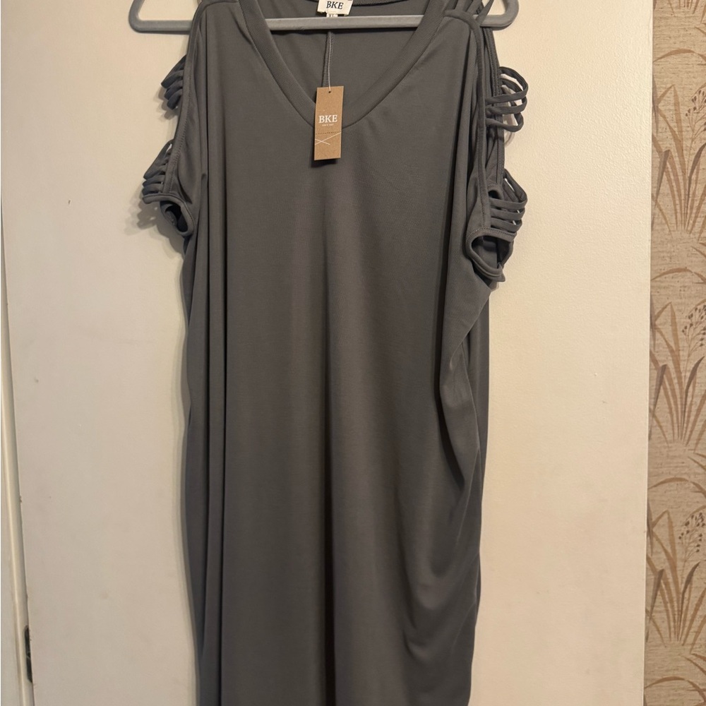 Gray V-Neck Dress